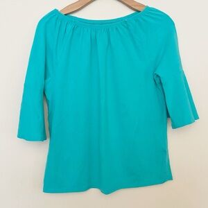 Workshop Republic‎ Clothing Blue Relaxed Ruched Blouse